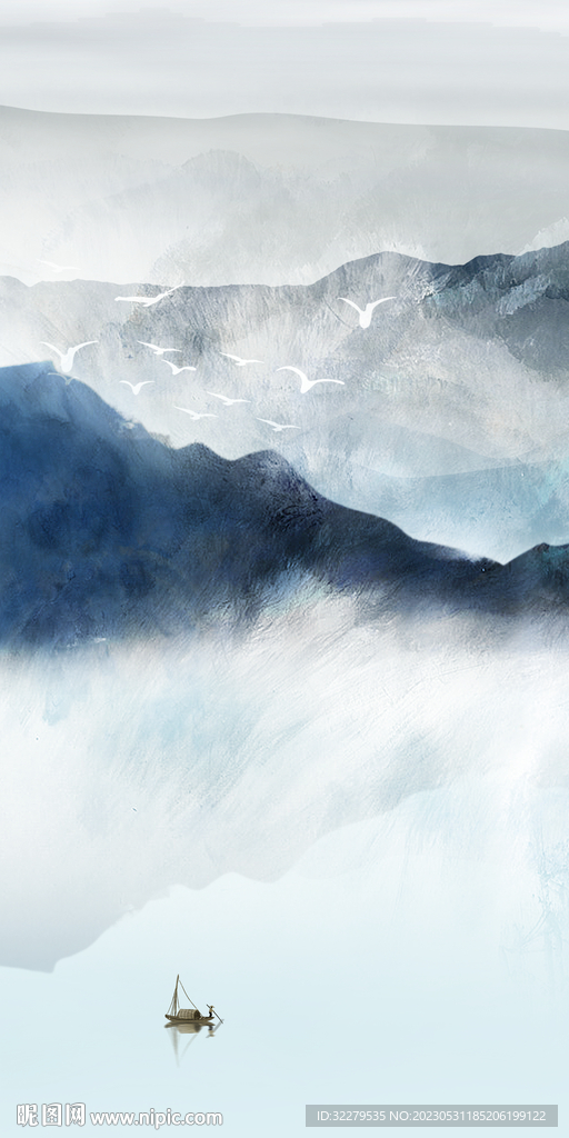 高档 极简山水玄关 TIf分层