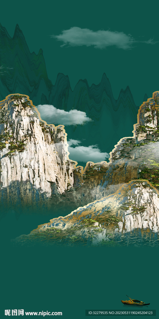 现代 极简山水玄关 TIf分层