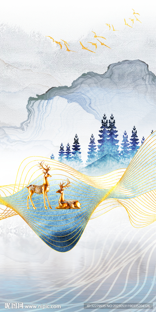 大气 极简山水玄关 TIf分层