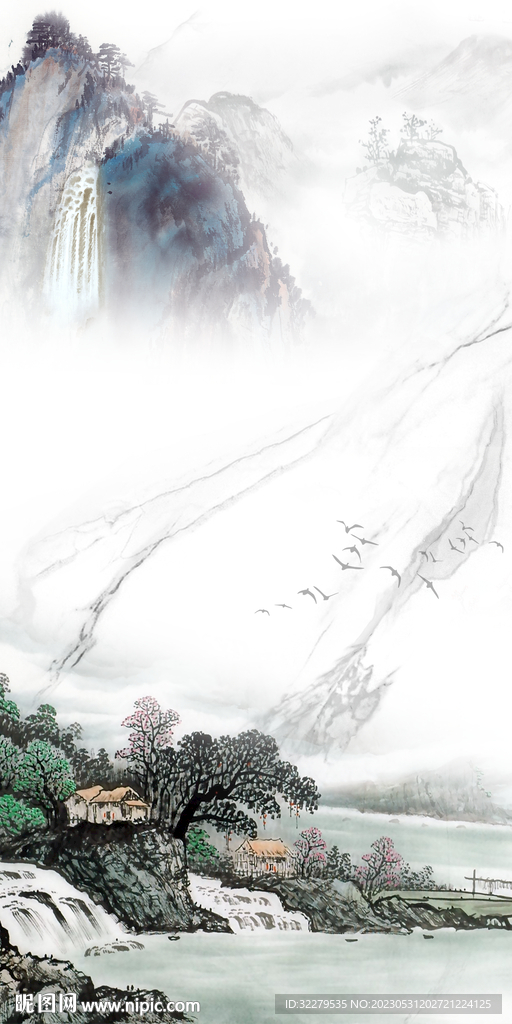 新品 高端山水玄关 tIf分层