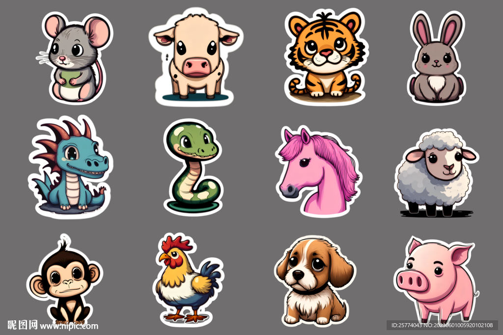 十二生肖贴纸