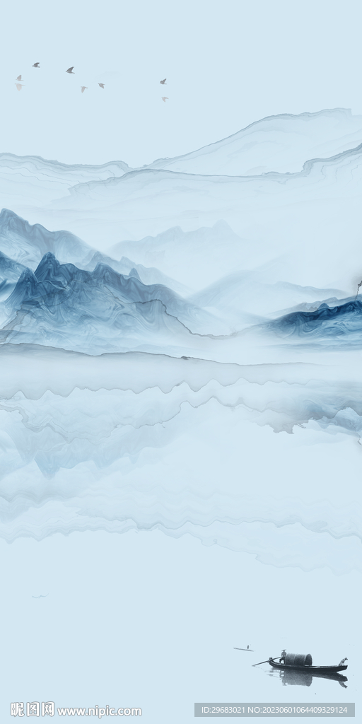 蓝色 现代新玄关画 TIF分层