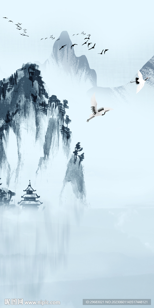 高档 极简山水玄关 Tif分层