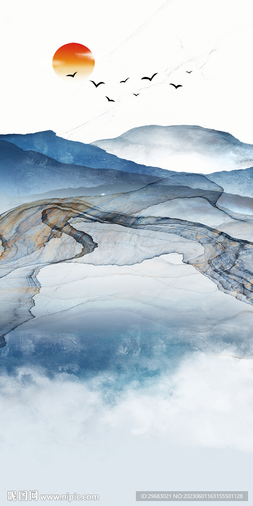 蓝色 最新山水玄关 TiF分层