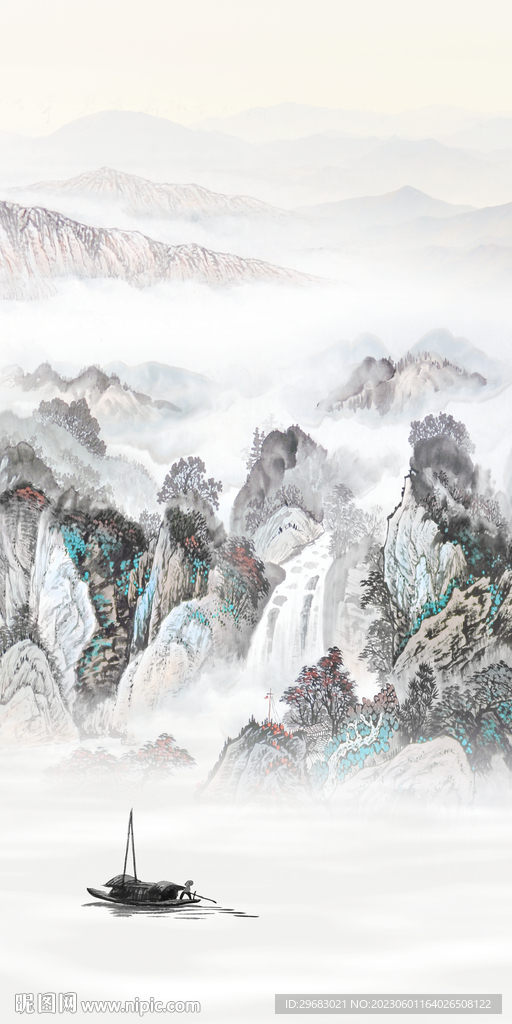 高端 山水高档玄关 TIf分层