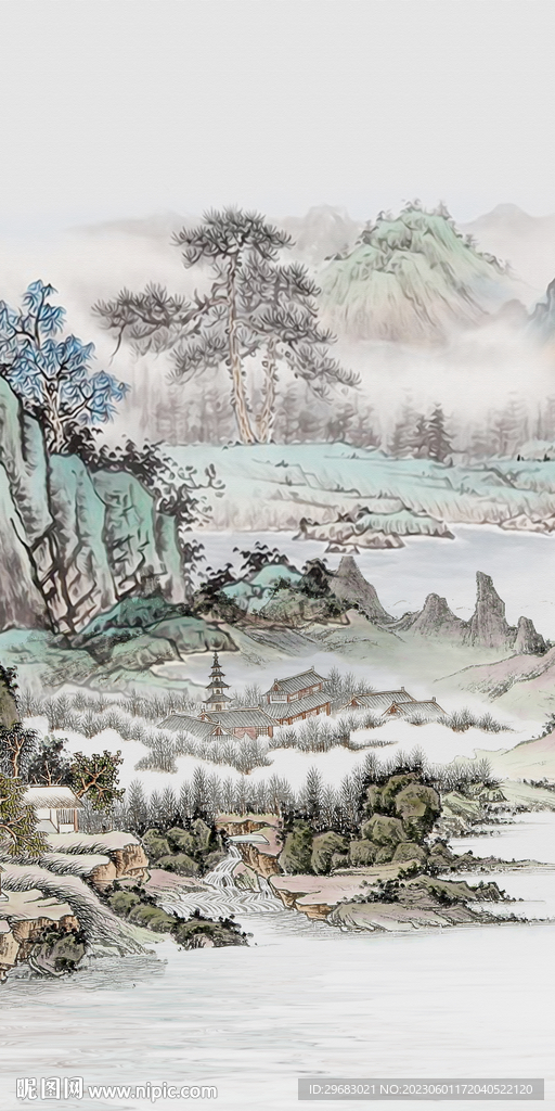 古风 新品山水玄关 TiF分层