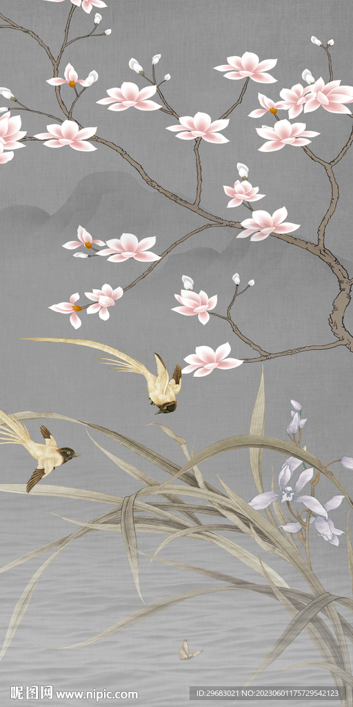 花鸟 新高清玄关画 TIF分层