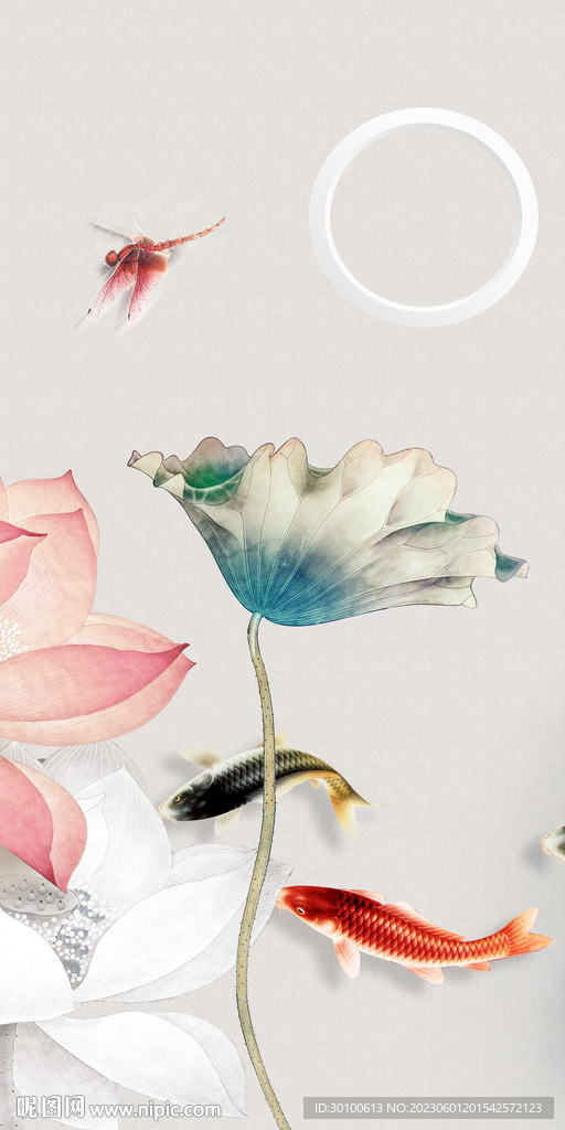 荷花 现代高清玄关 tiF分层