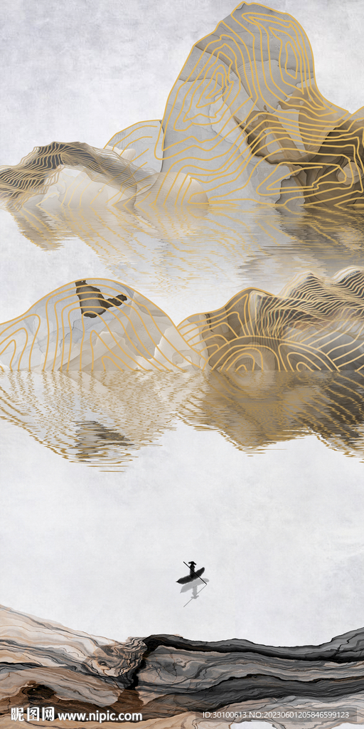 爆款 简奢山水玄关 tiF分层