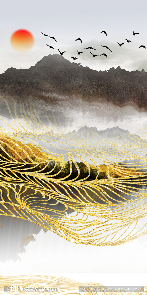 现代 简奢山水玄关 tiF分层