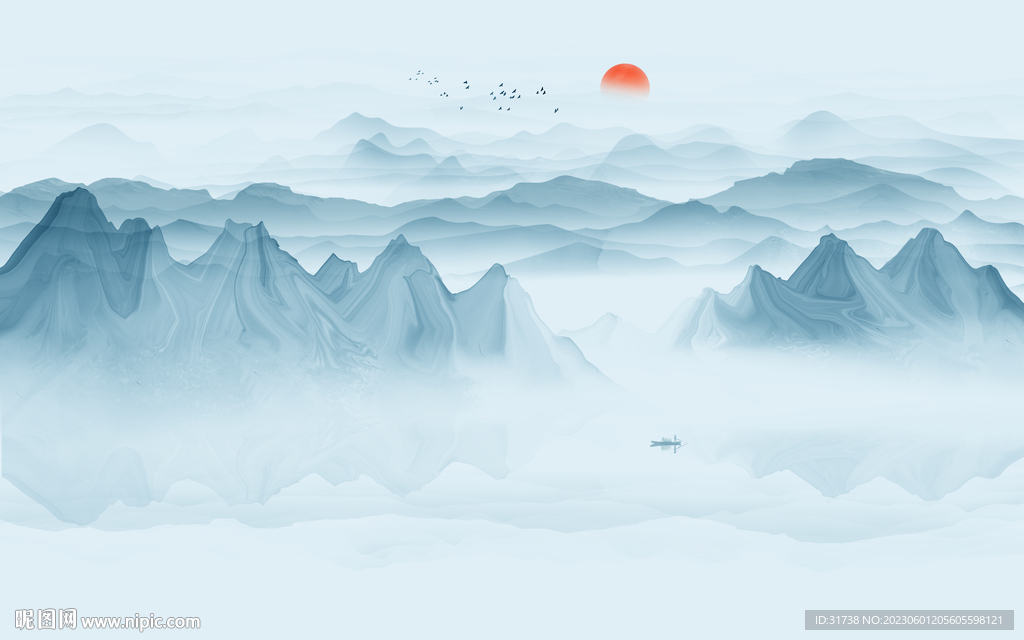 新中式群山背景墙