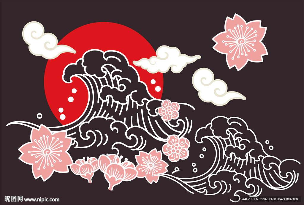 日本海浪矢量图