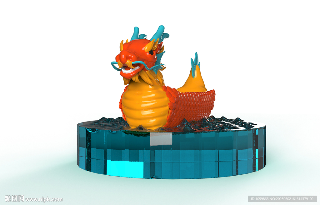 端午节透明底3D龙舟素材