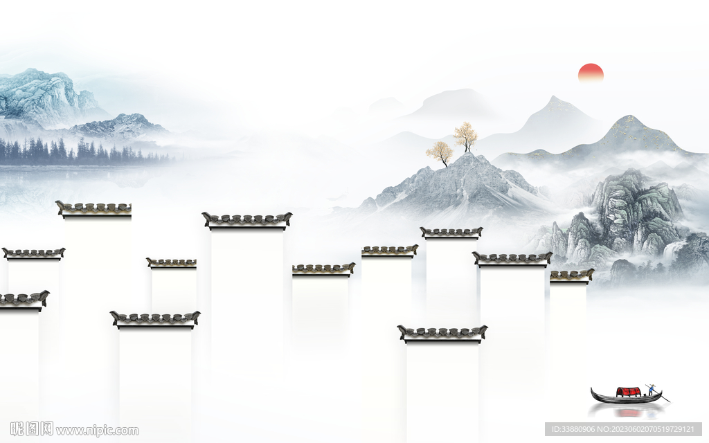 高清 意境新款山水 tif分层