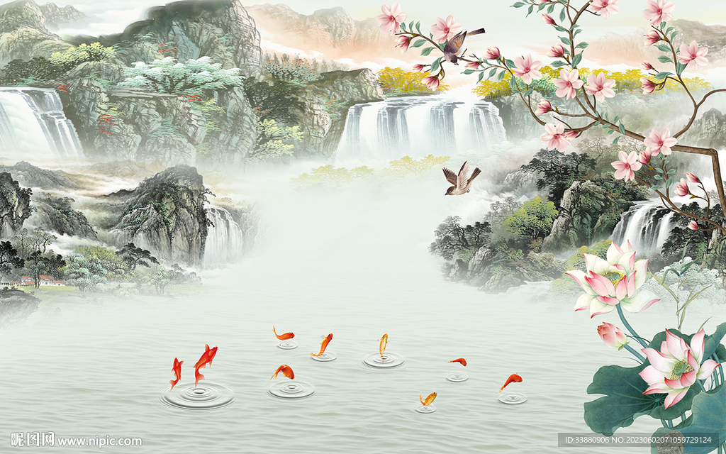 最新 意境新款山水 tif分层