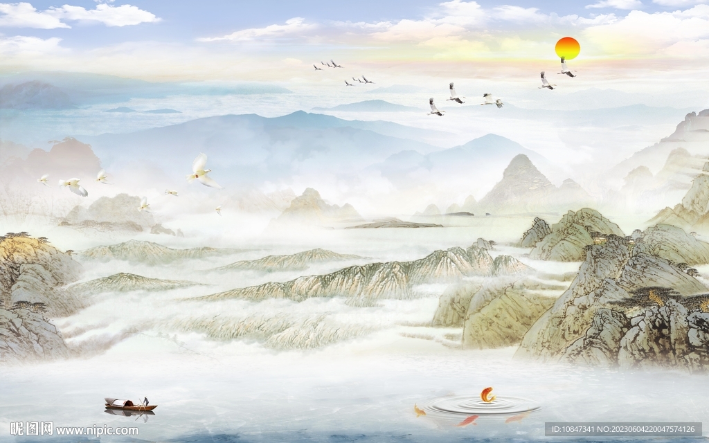 高端 中式最新山水 tIf分层