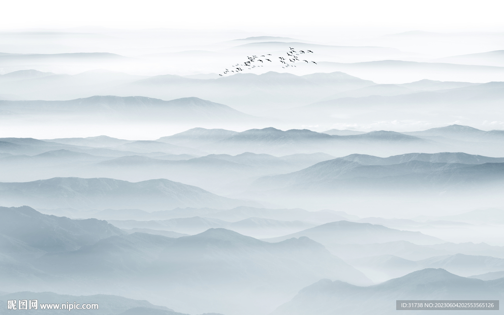 中式水墨山水画背景墙