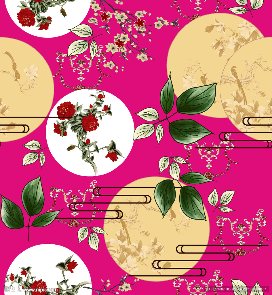 玫瑰花数码印花  