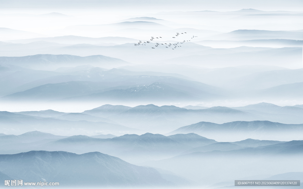 新中式禅意水墨山水画