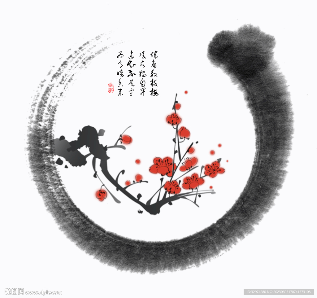 梅花赋 红梅花 梅花国画