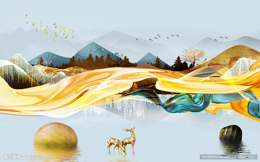 奢华 高端高清山水 tIf分层