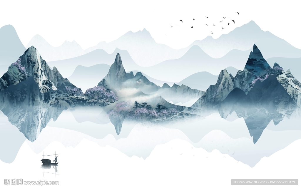 客厅 意境山水背景 Tif分层