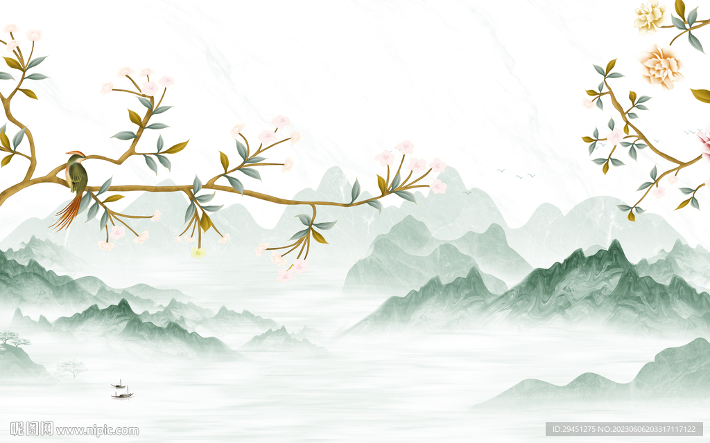 现代 高端中式山水 tiF分层