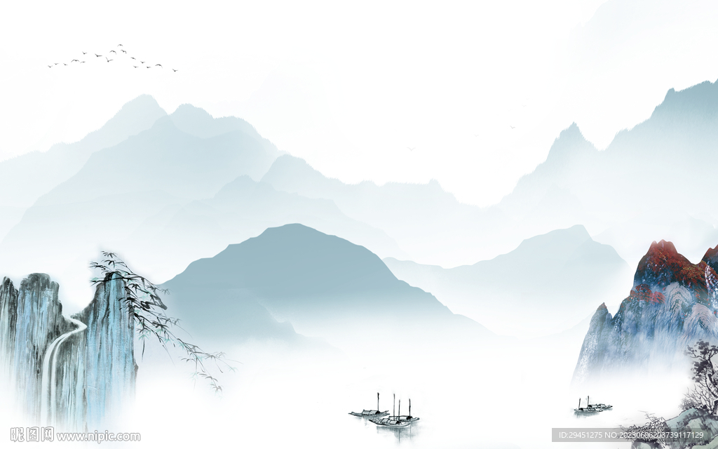 人气 高端中式山水 tiF分层