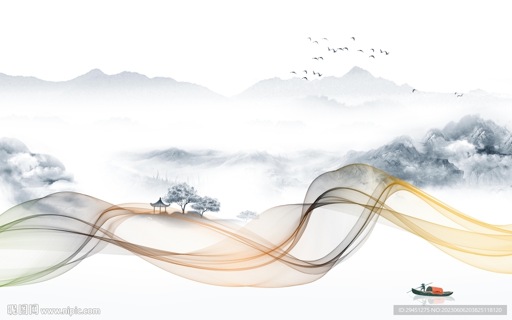 新品 高端中式山水 tiF分层