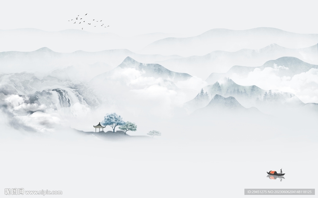 爆款 高端中式山水 tiF分层