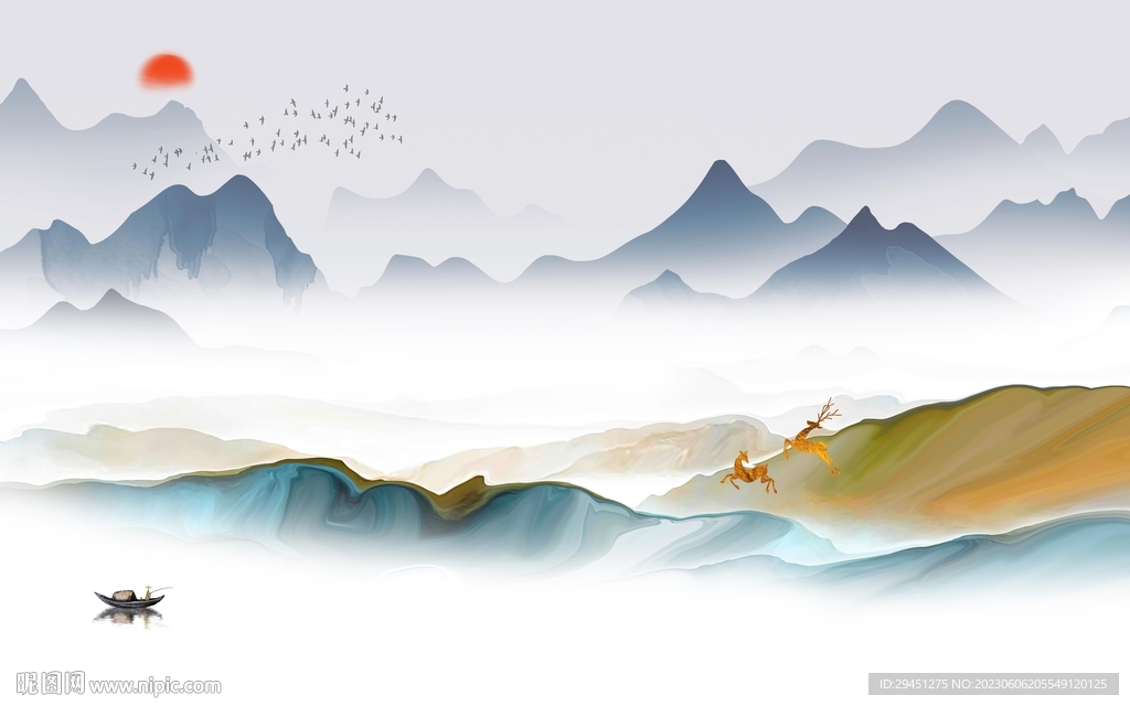 高清 中式热卖山水 tiF分层