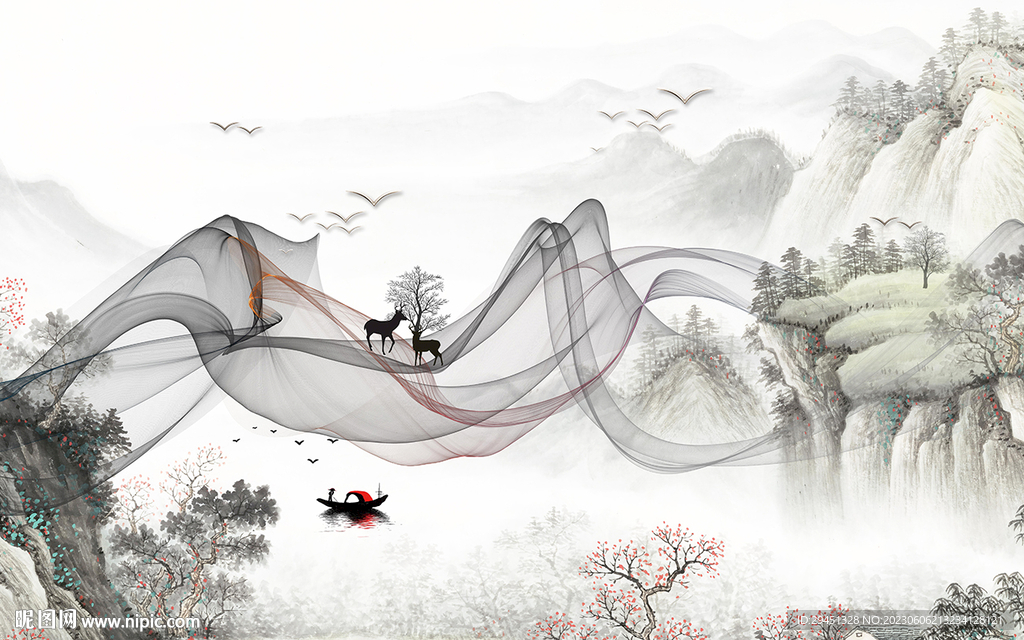 最新 高清中式山水 Tif分层