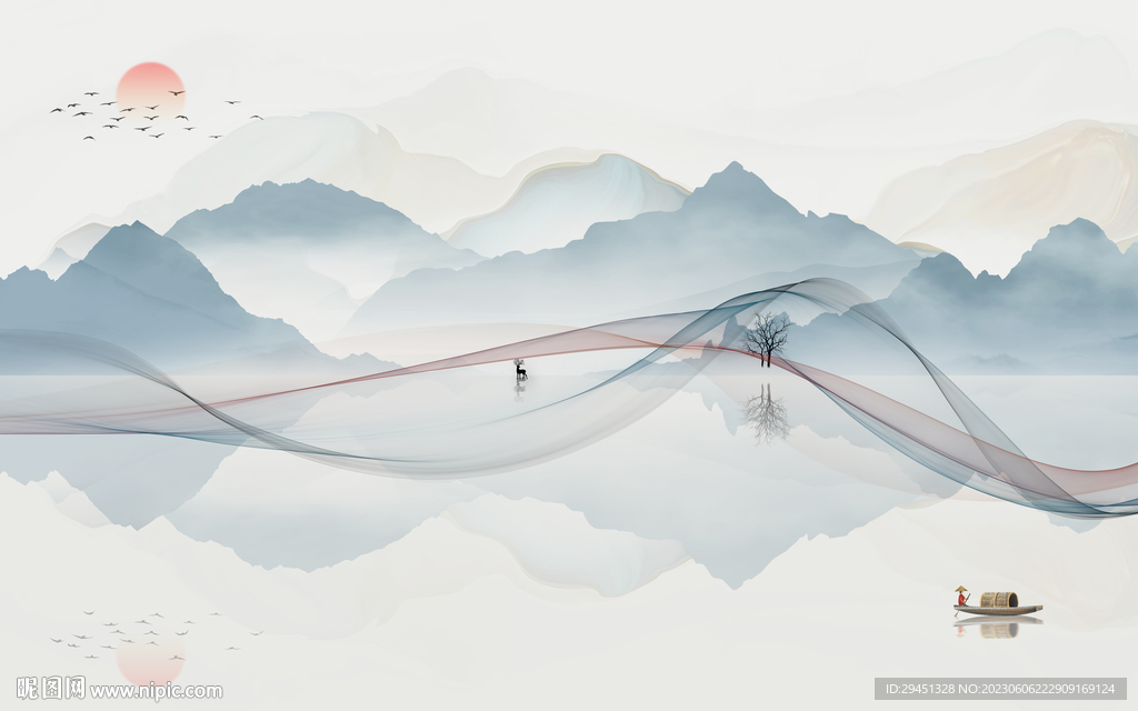 现代 高清中式山水 Tif分层