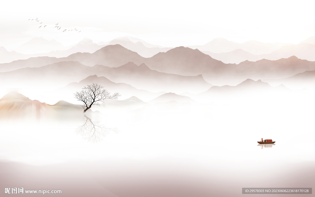 爆款 新款中式山水 TIf分层