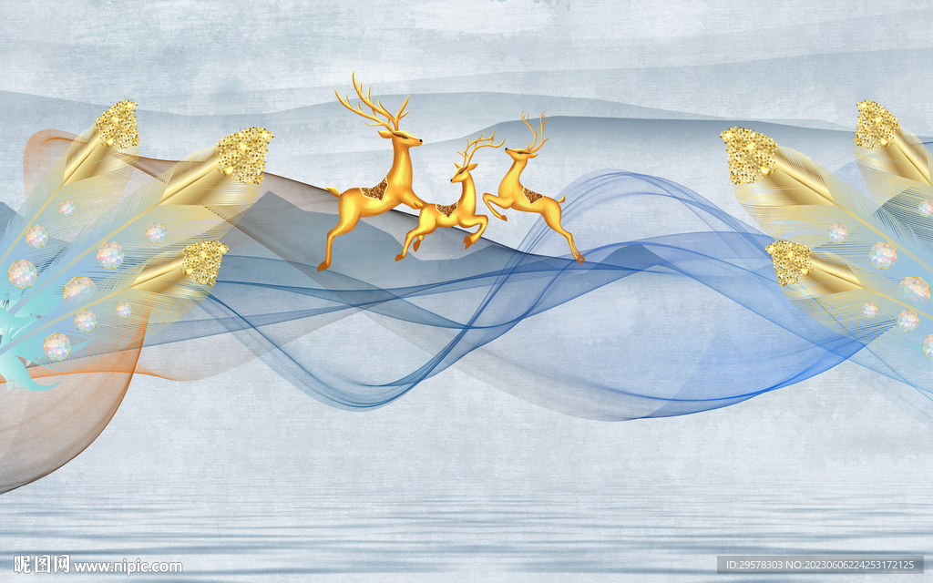 现代 新款中式山水 TIf分层