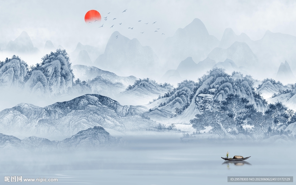 新款 简约最新山水 TIf分层