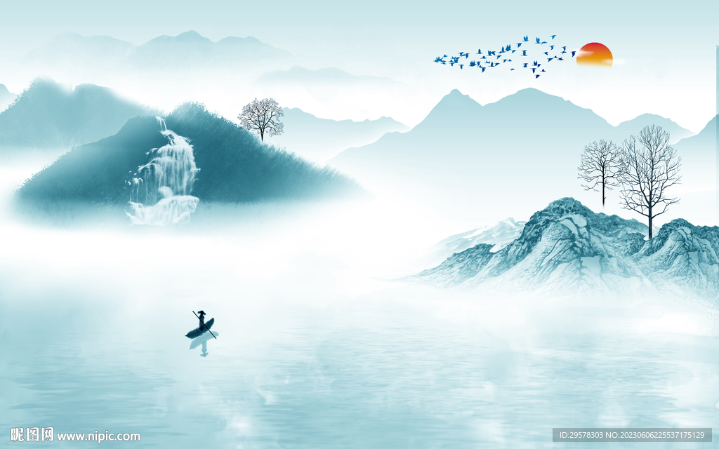 人气 新款中式山水 TIf分层