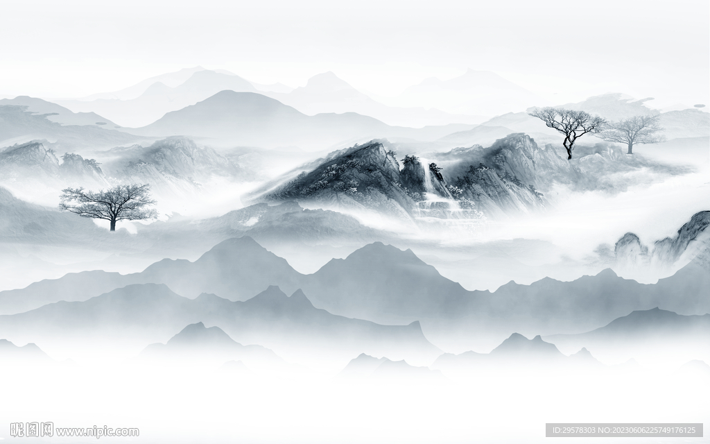 大气 新款中式山水 TIf分层