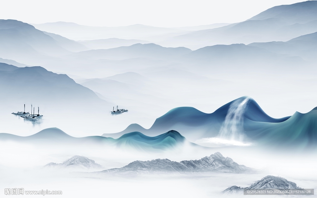 沙发 新传现代山水 TIf分层