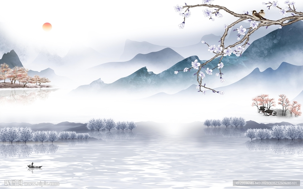 简约 轻奢客厅山水 TIF分层