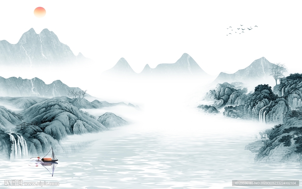 现代 轻奢客厅山水 TIF分层