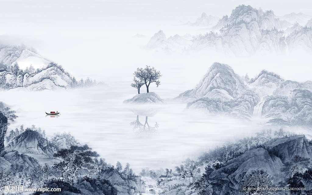 别墅 轻奢客厅山水 TIF分层