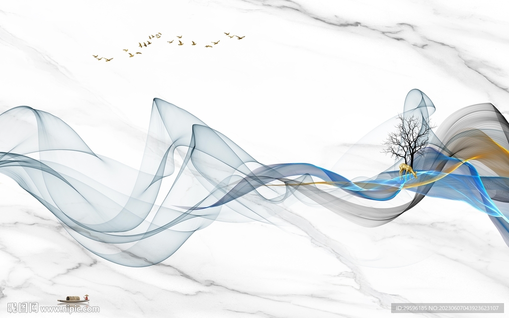 人气 轻奢客厅山水 TIF分层