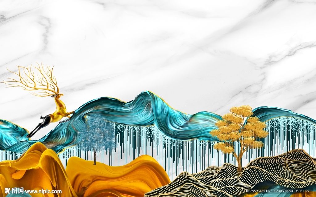 意境 轻奢客厅山水 TIF分层