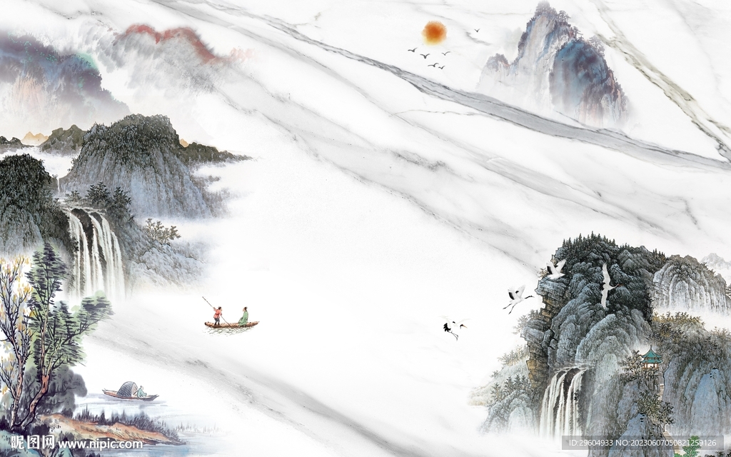 高端 客厅背景山水 TIf分层