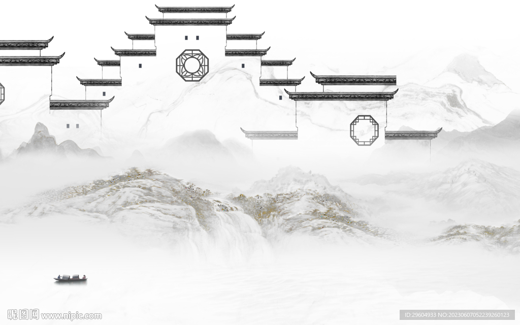 人气 客厅背景山水 TIf分层