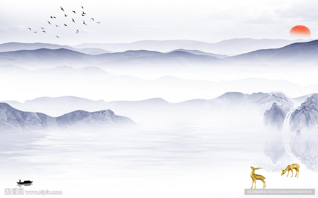 简约 客厅新款山水 TIf分层