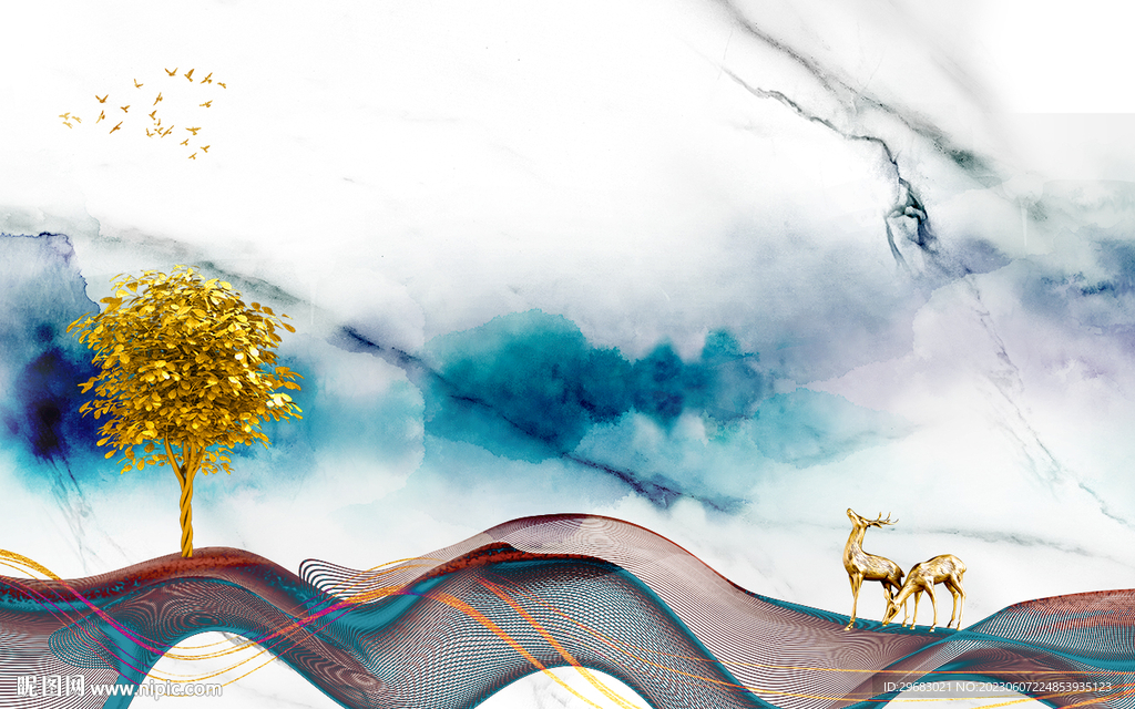 新款 中式爆款山水 TIF分层