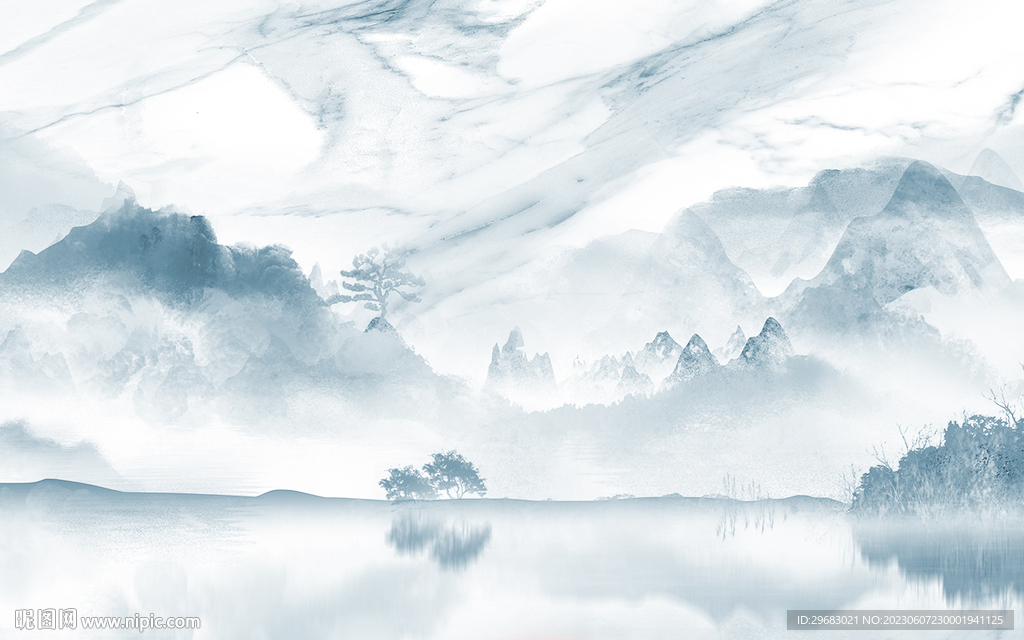 高端 中式爆款山水 TIF分层