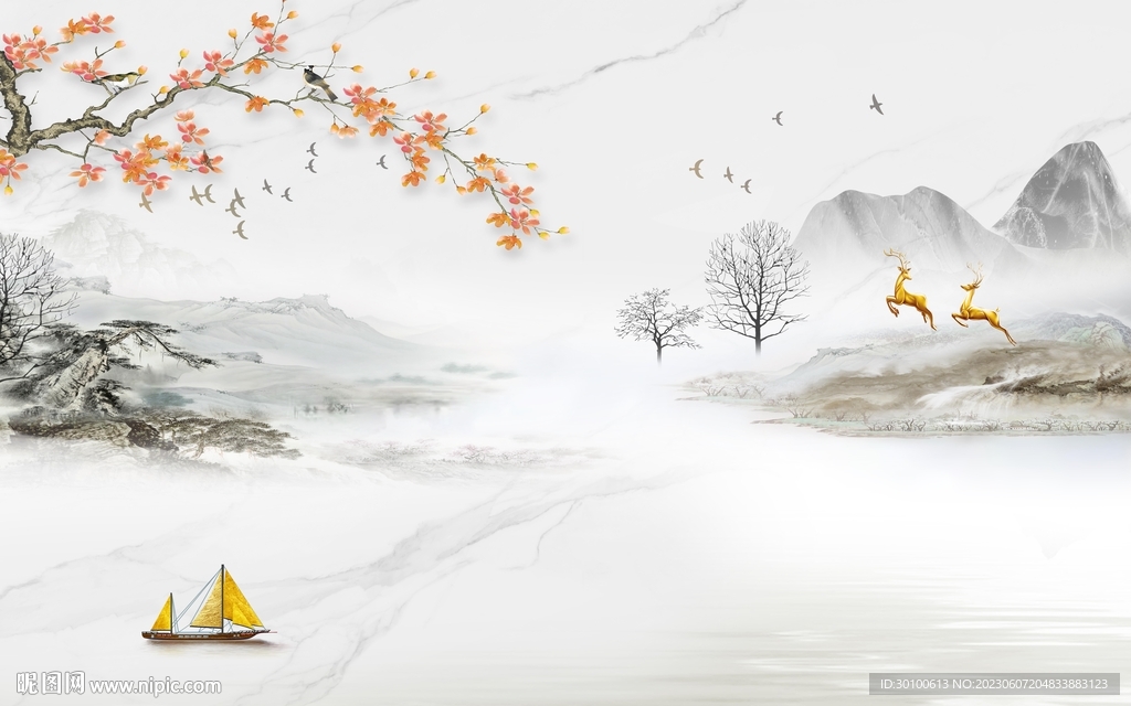 别墅 最新客厅山水 tif分层